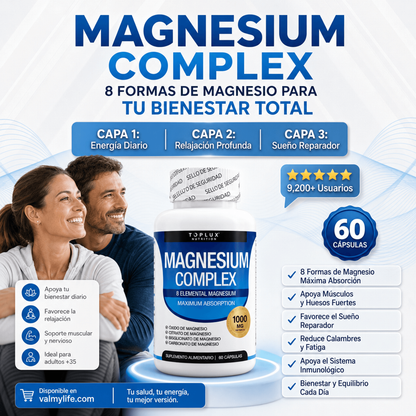 MAGNESIO COMPLEX 8 ELEMENTAL 1000 mg / Más energía, menos estrés y mejor descanso