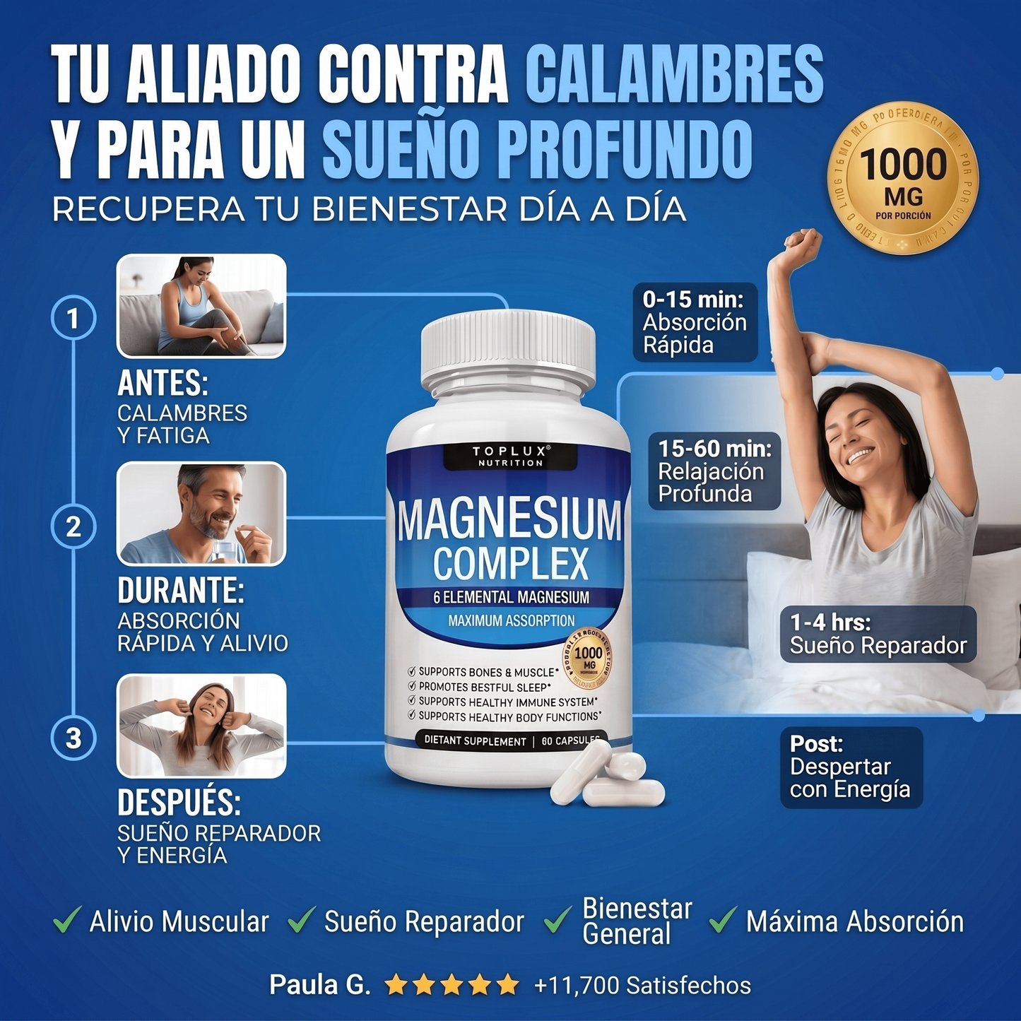 MAGNESIO COMPLEX 8 ELEMENTAL 1000 mg / Más energía, menos estrés y mejor descanso