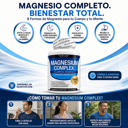 MAGNESIO COMPLEX 8 ELEMENTAL 1000 mg / Más energía, menos estrés y mejor descanso